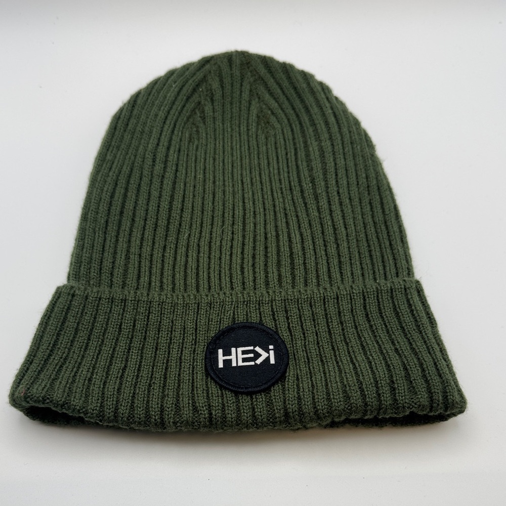 Men's Ribbed Knit Beanie - Olive Green
